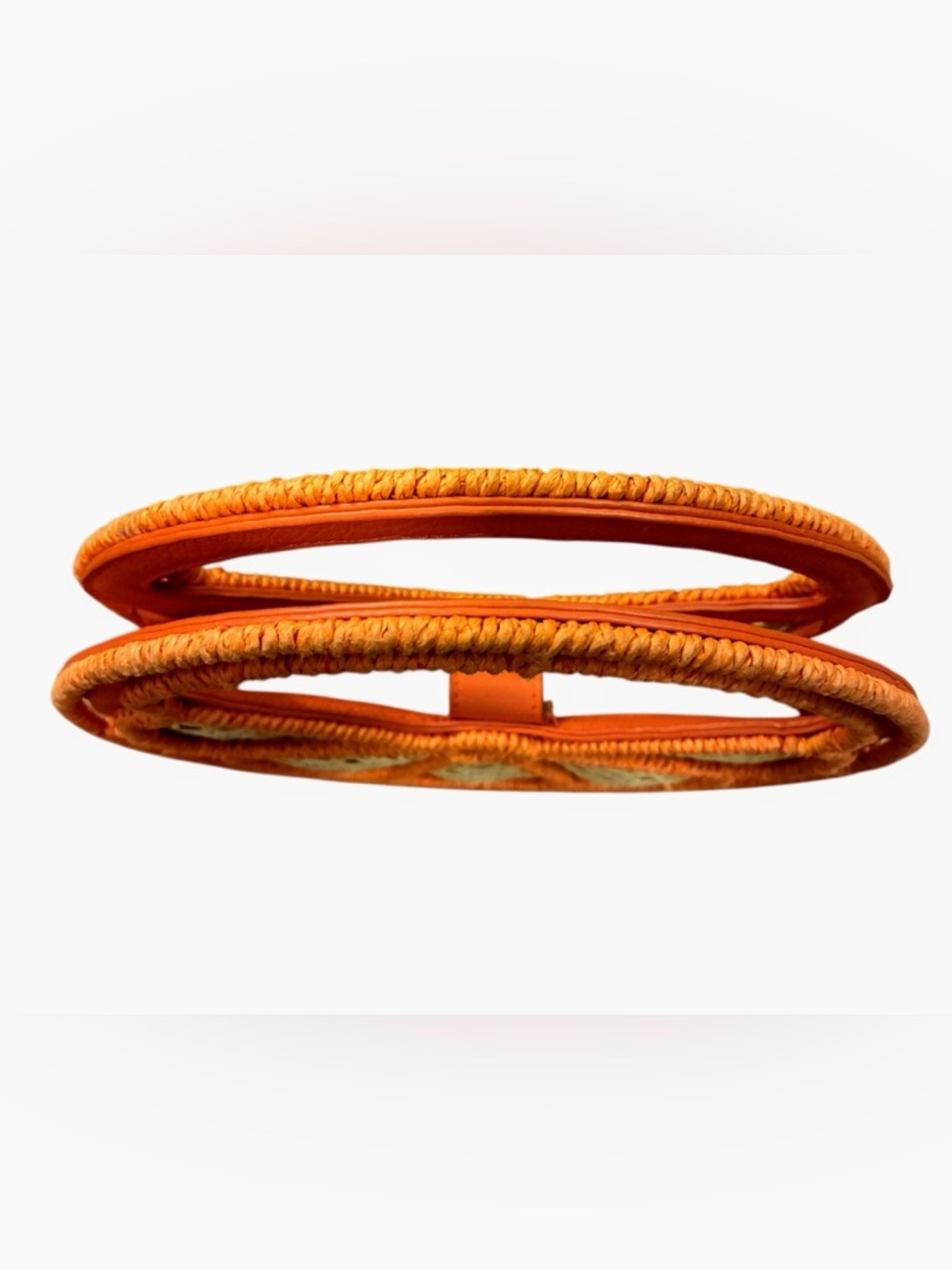 Vintage Orange Citrus Slice Wicker Rattan Circular Novelty Bag - Picture 6 of 15